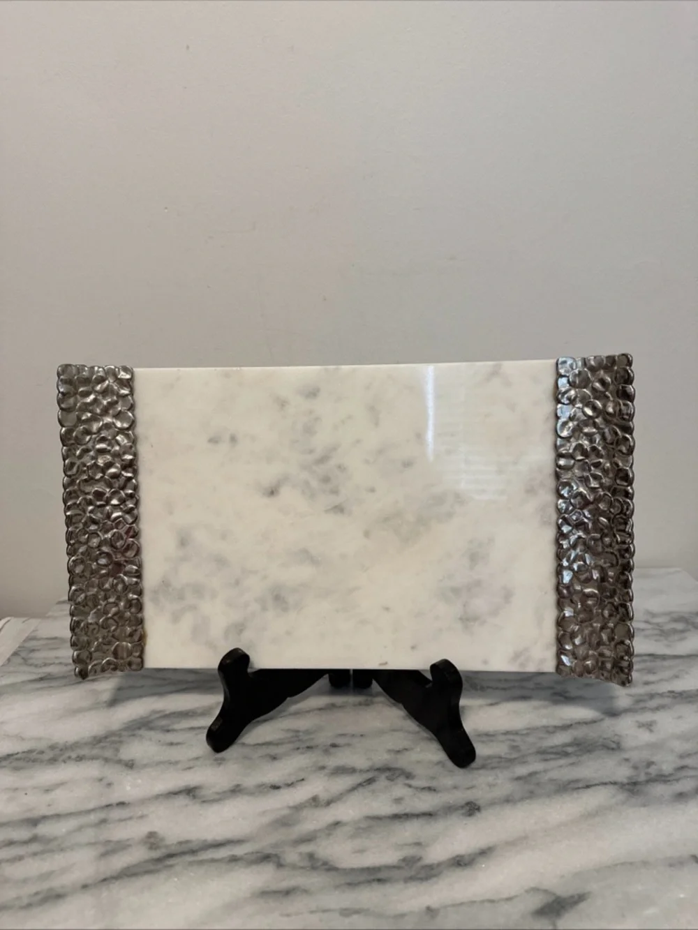 Michael Aram White Marble and Silver Accent Cheese/Serving Board